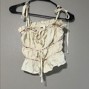 Cream Ruffled Women's Top